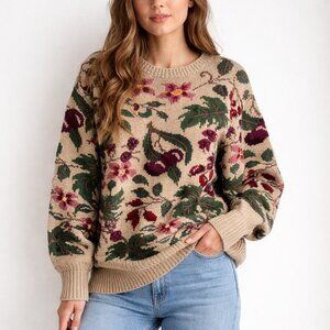 Vintage Laura Ashley Pure New wool Floral Pullover S/M/L LIKE NEW